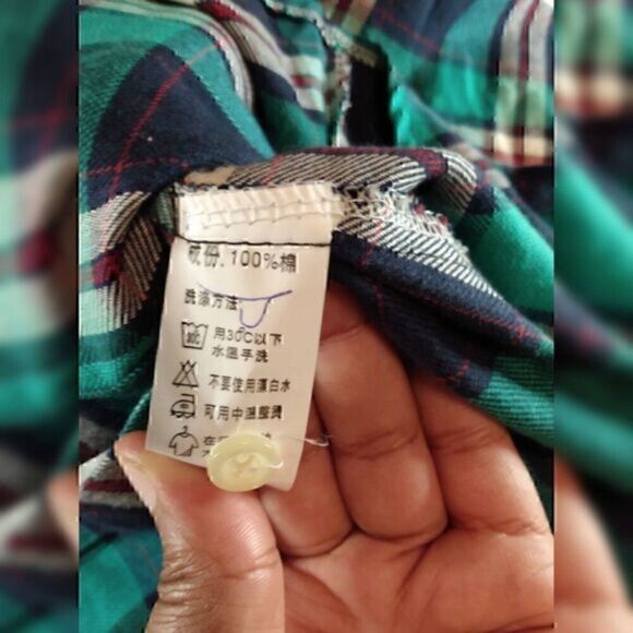 Teal Plaid Button up Long Sleeve Flannel Shirt size M - Picture 3 of 7